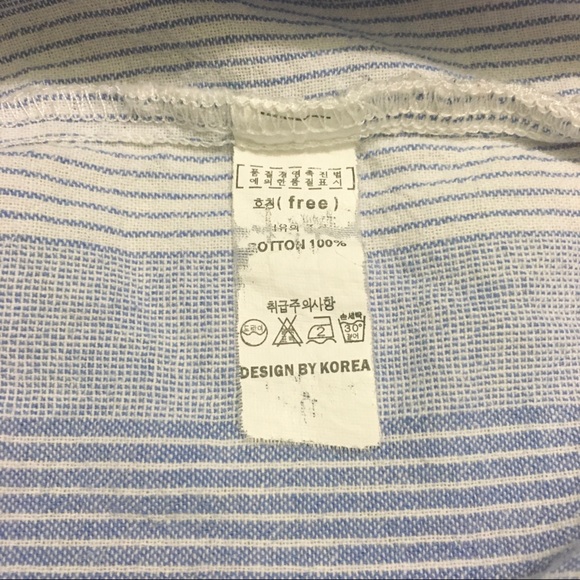 Half Sleeve Striped Shirt Dress - Blue and White - Picture 9 of 9